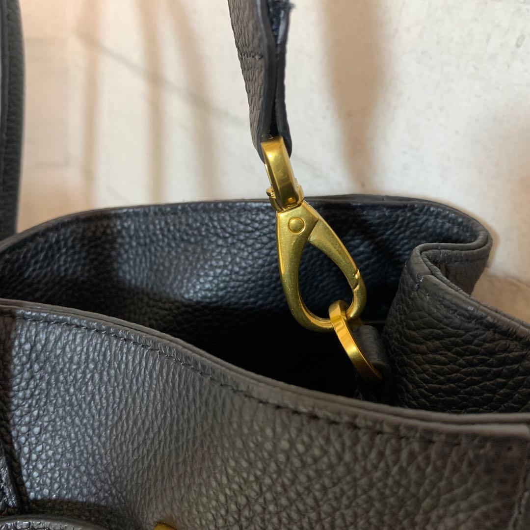 ROPE ロペ　リアルレザーナローベルトトートバッグ ブラック