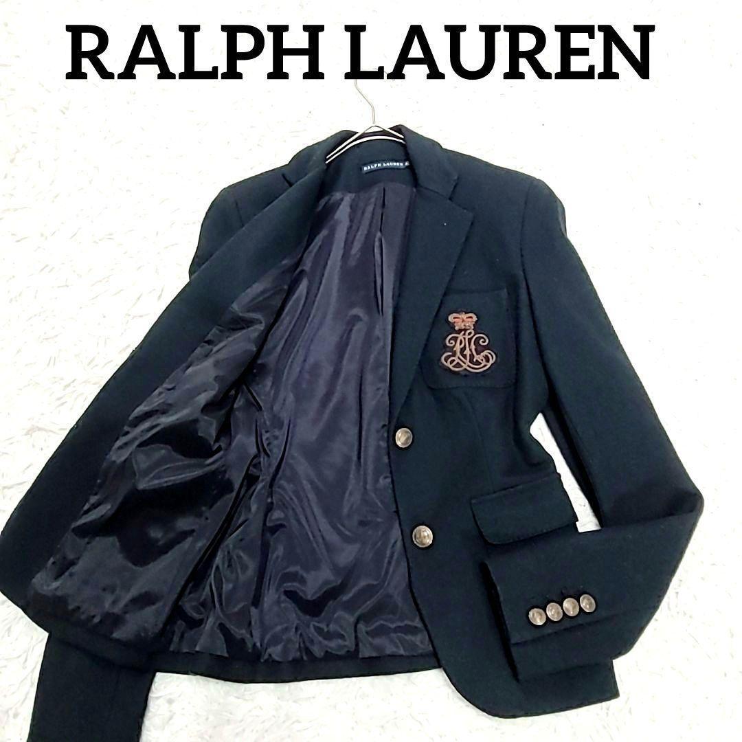 ラルフローレン 紺ブレ テーラードジャケット ワッペン 金ボタン エンブレム