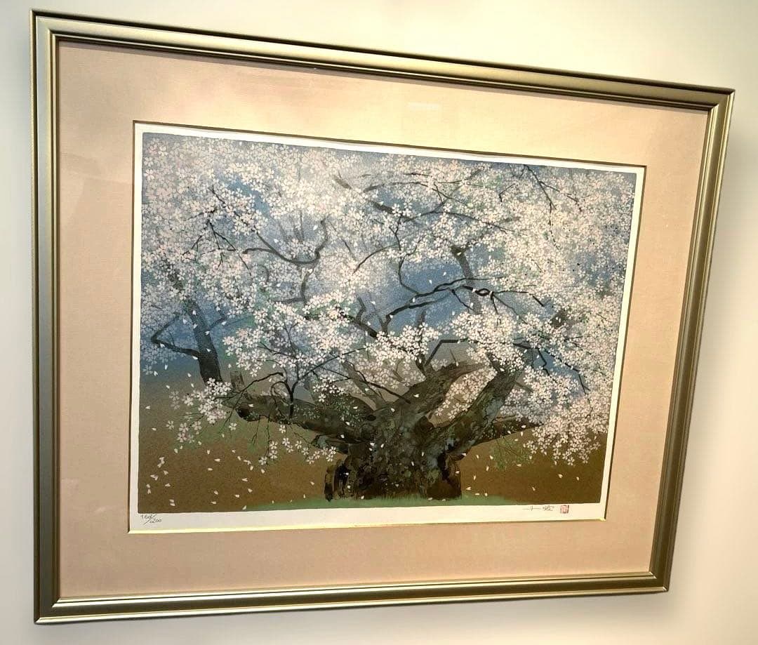 正規品激安）中島千波『淡墨桜』シルクスクリーン絵画版画