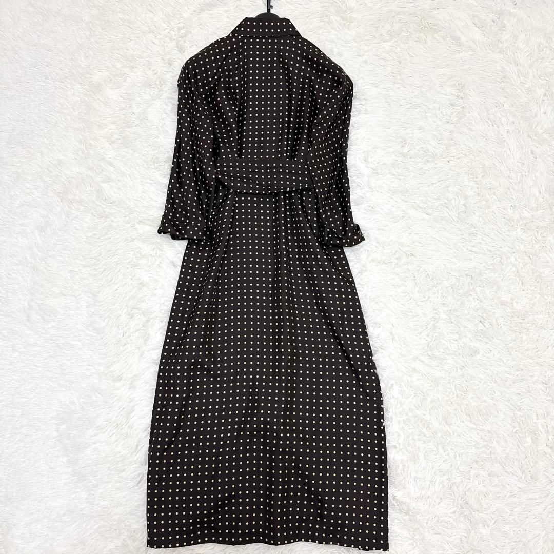 [美品✨白タグ] マックスマーラ シャツワンピース　シルク100% ドット　38