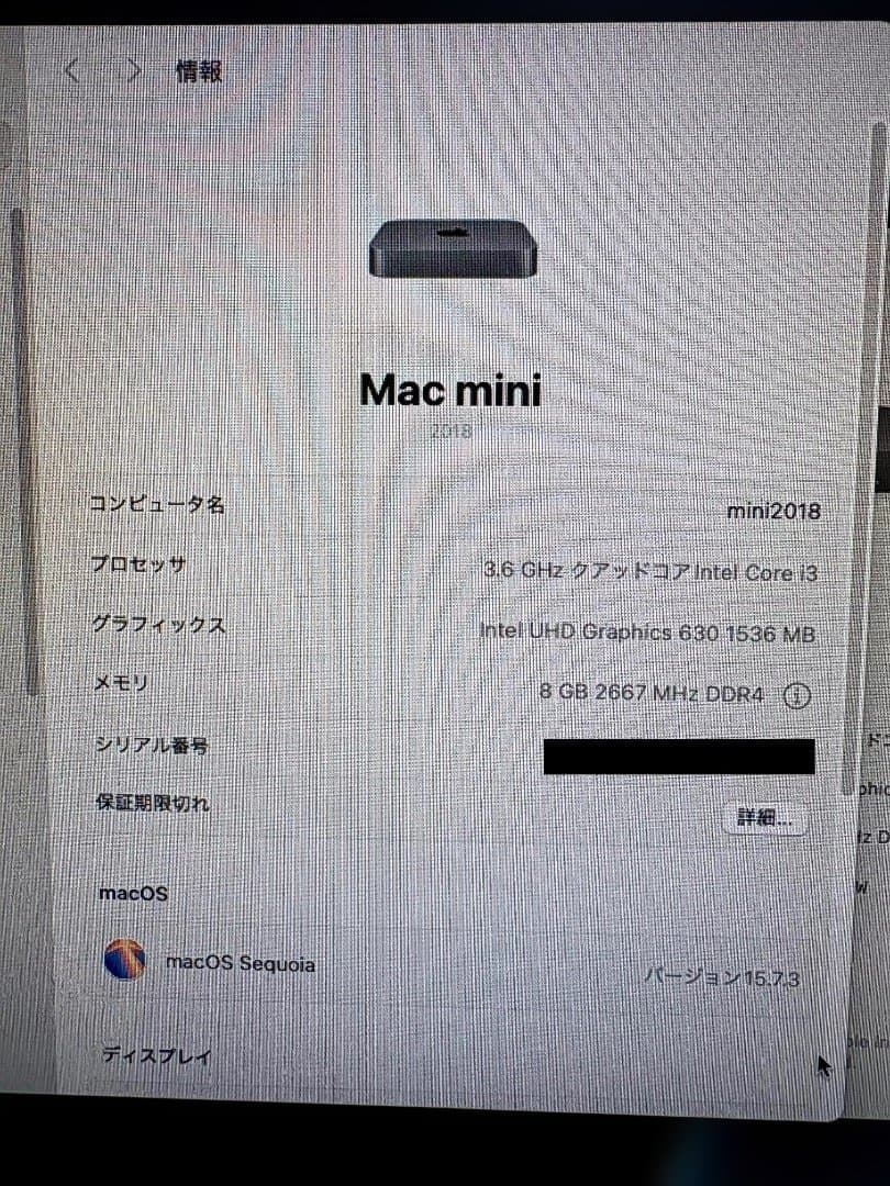 【シマコウちゃん様】Mac mini 2018 i3/3.6Ghz/