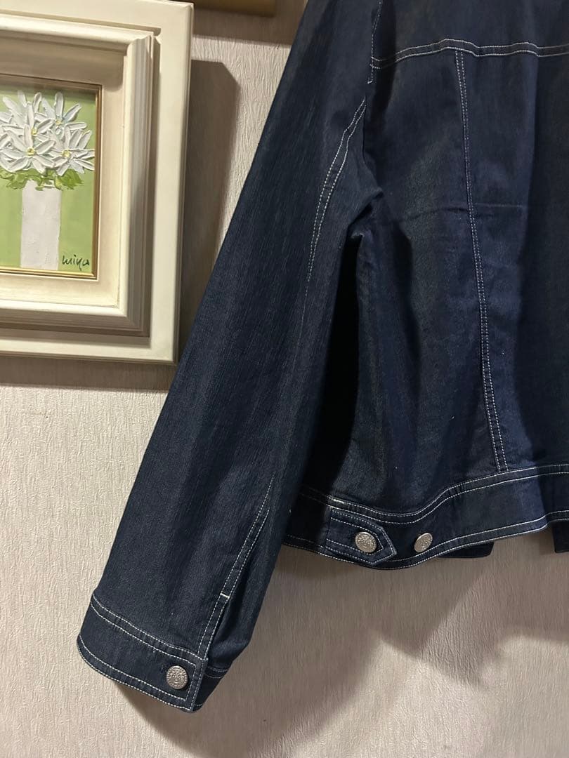 ゴオリレリアン17+胸ポケットパールビーズ装飾デニムジャケット春夏57cm