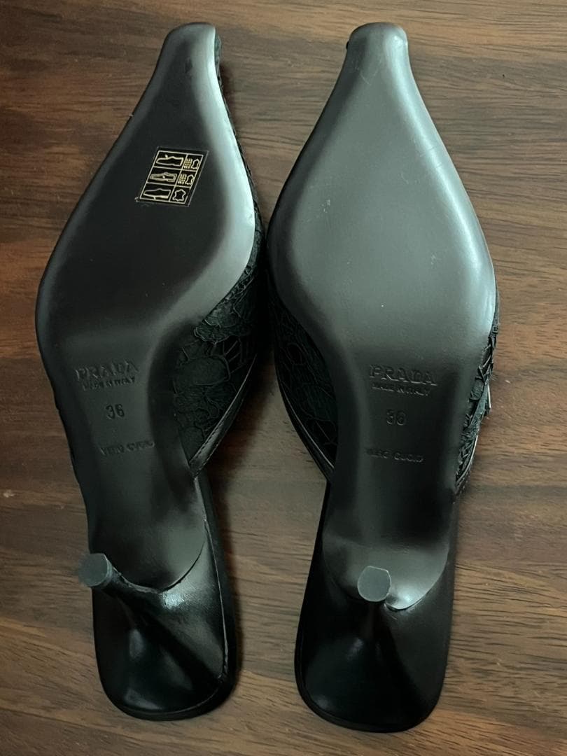 ◆美品 PRADA プラダ ブラックレース ミュール サイズ36 試着のみ