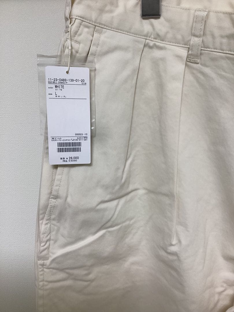 Beams SSZ BILL CHINO PANTS ホワイト Lサイズ