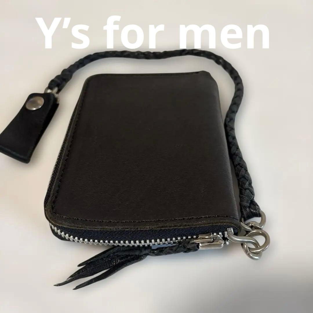 Y’s for men ヴィンテージブラック本革レザーチェーンウォレットT151