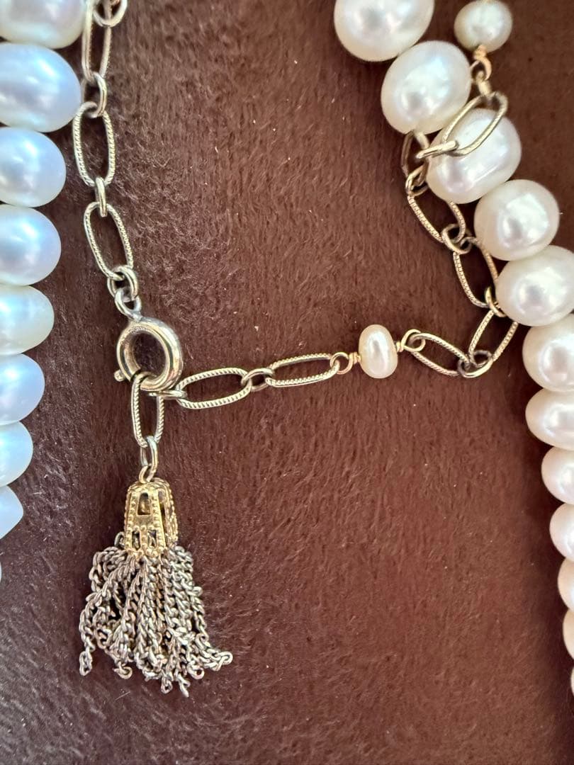 ★ アガット　シルバー　パールネックレス ★