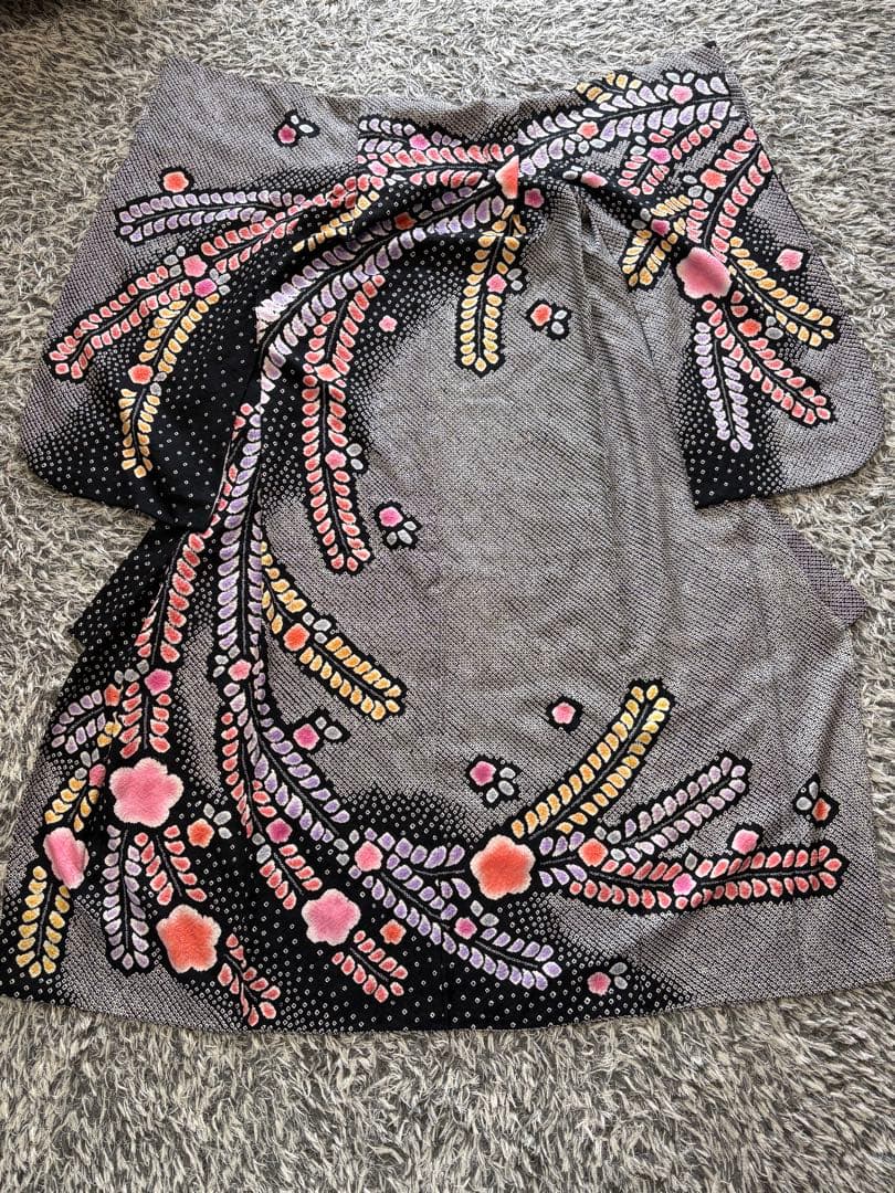 七五三　7歳　四つ身　着物　正絹　総絞り