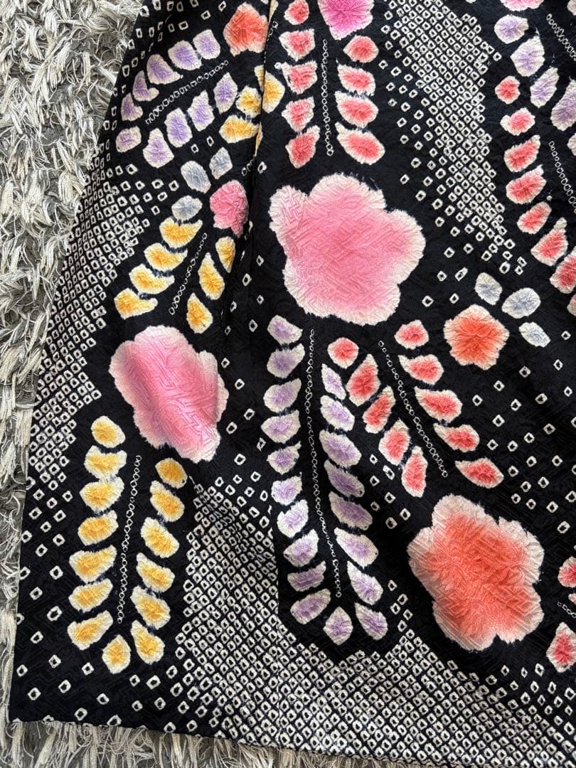 七五三　7歳　四つ身　着物　正絹　総絞り