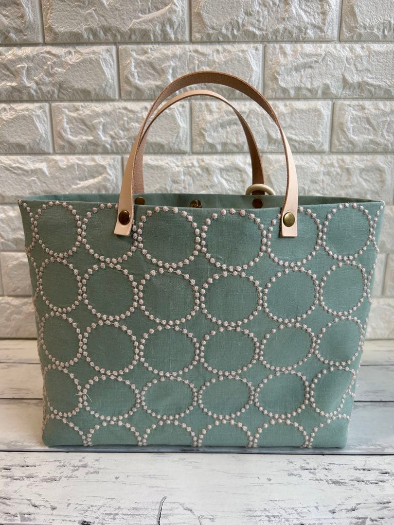 【926】ミナペルホネンタンバリントートバッグ　ライトグリーン　ラスト1