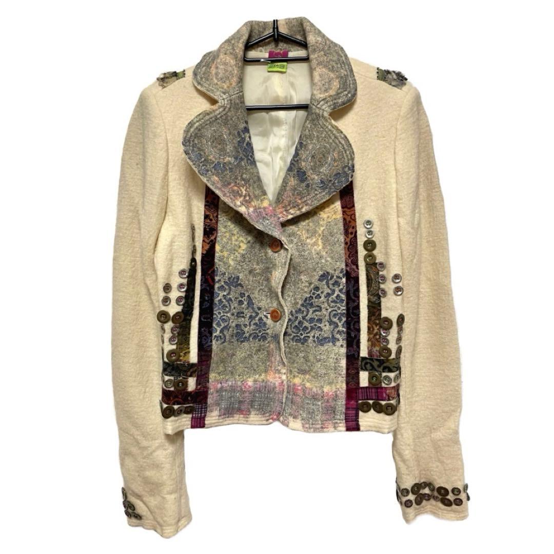 SAVE THE QUEEN 平成ギャルy2k 白いウール　テーラードジャケット