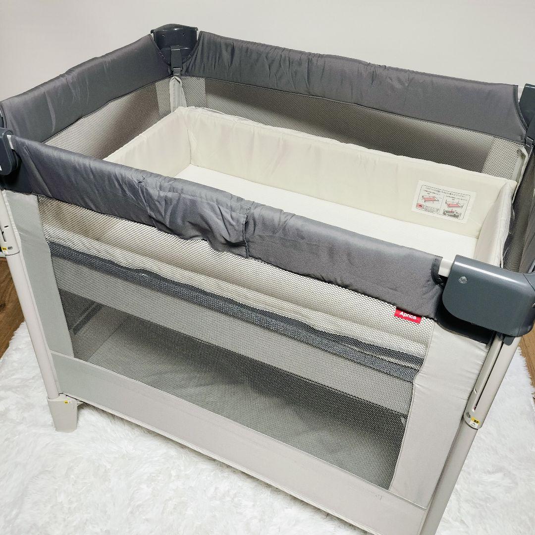 美品 Aprica ココネルエアー ベビーベッド アップリカ 折り畳み 収納袋付