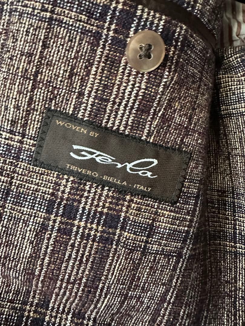 【美品】トゥモローランド ✖︎フェルラ　ブラウン系チェック柄テーラードジャケット