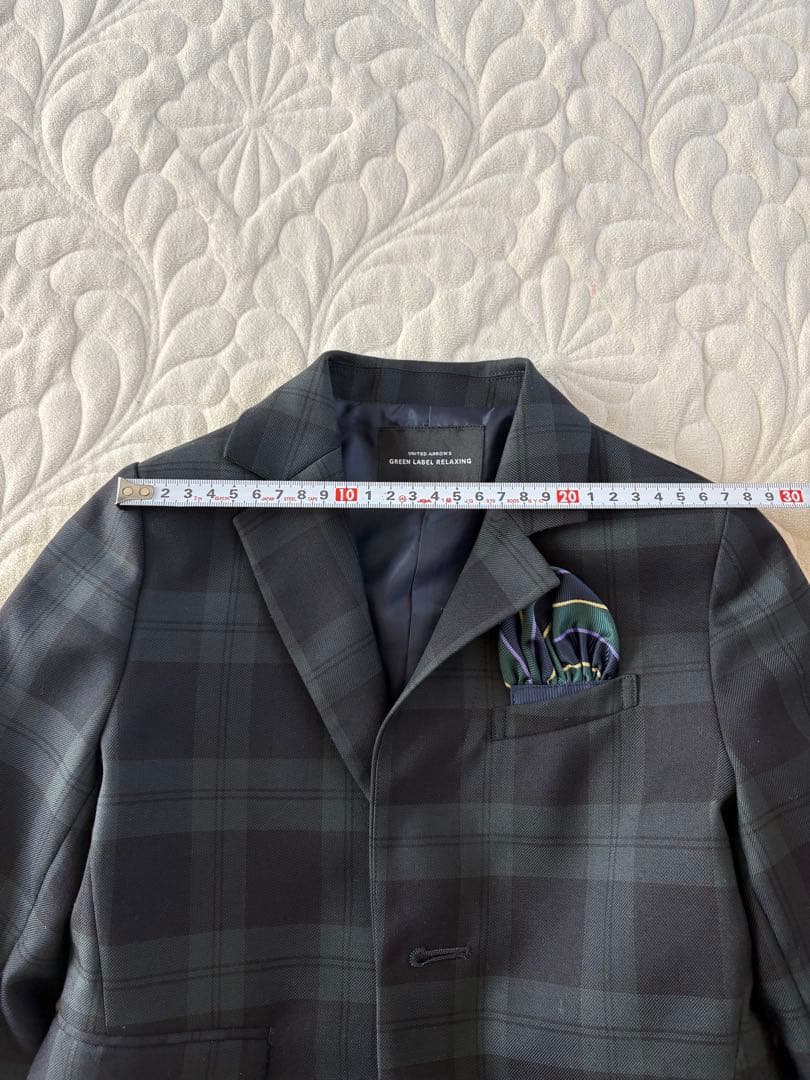 グリーンレーベルリラクシング　チェック　卒園式　入園式　冠婚葬祭　スーツセット