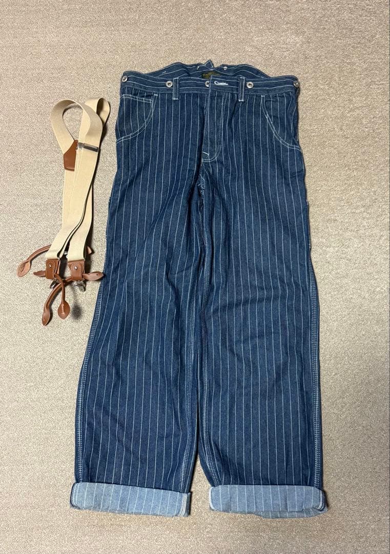 4*s様 KARAKU ストライプ ワークパンツ Lサイズ