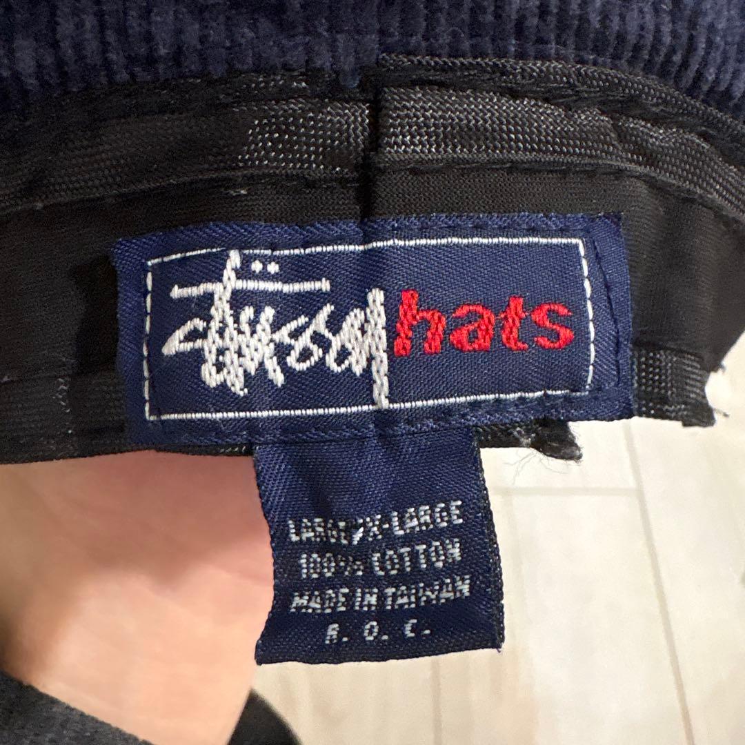 【希少】old stussy バケットハット　コーデュロイ　紺タグ　90s 古着