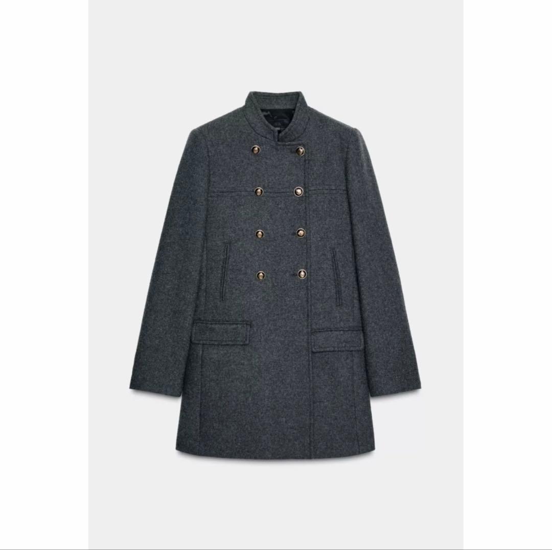 ZARA ウールダブルブレストコート S