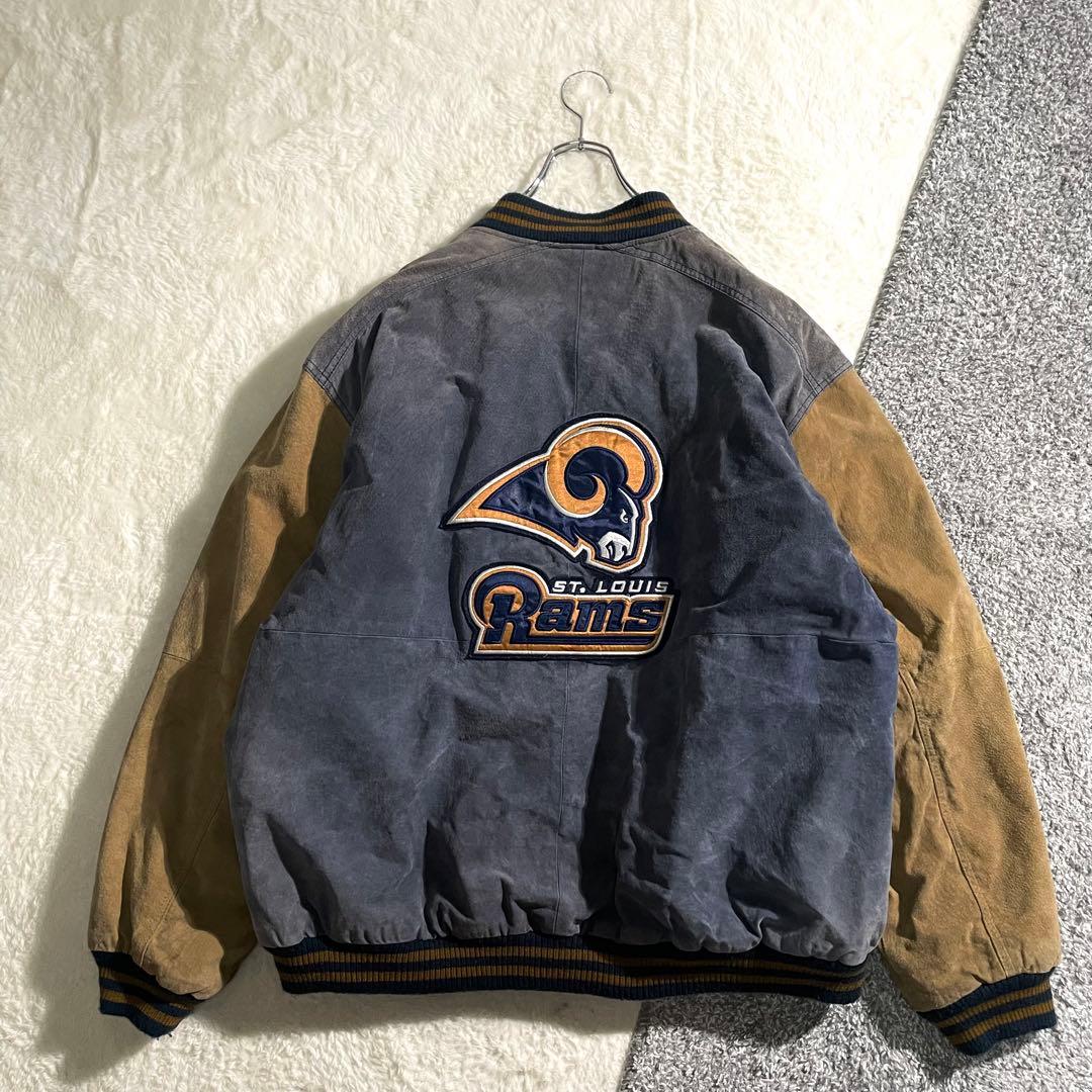 専用G-Ⅲ　NFL　ロサンゼルス・ラムズ　オールレザースタジャン　スウェードXL