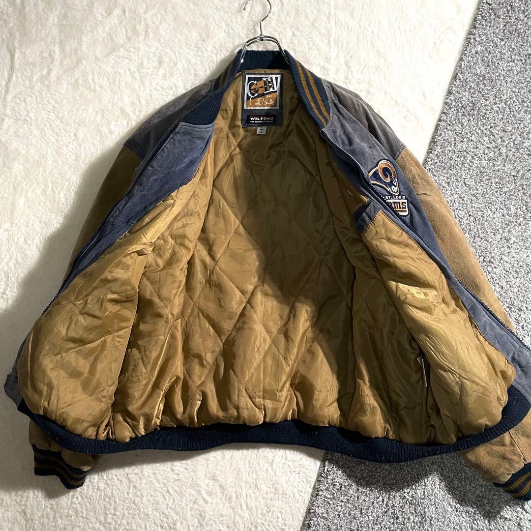 専用G-Ⅲ　NFL　ロサンゼルス・ラムズ　オールレザースタジャン　スウェードXL