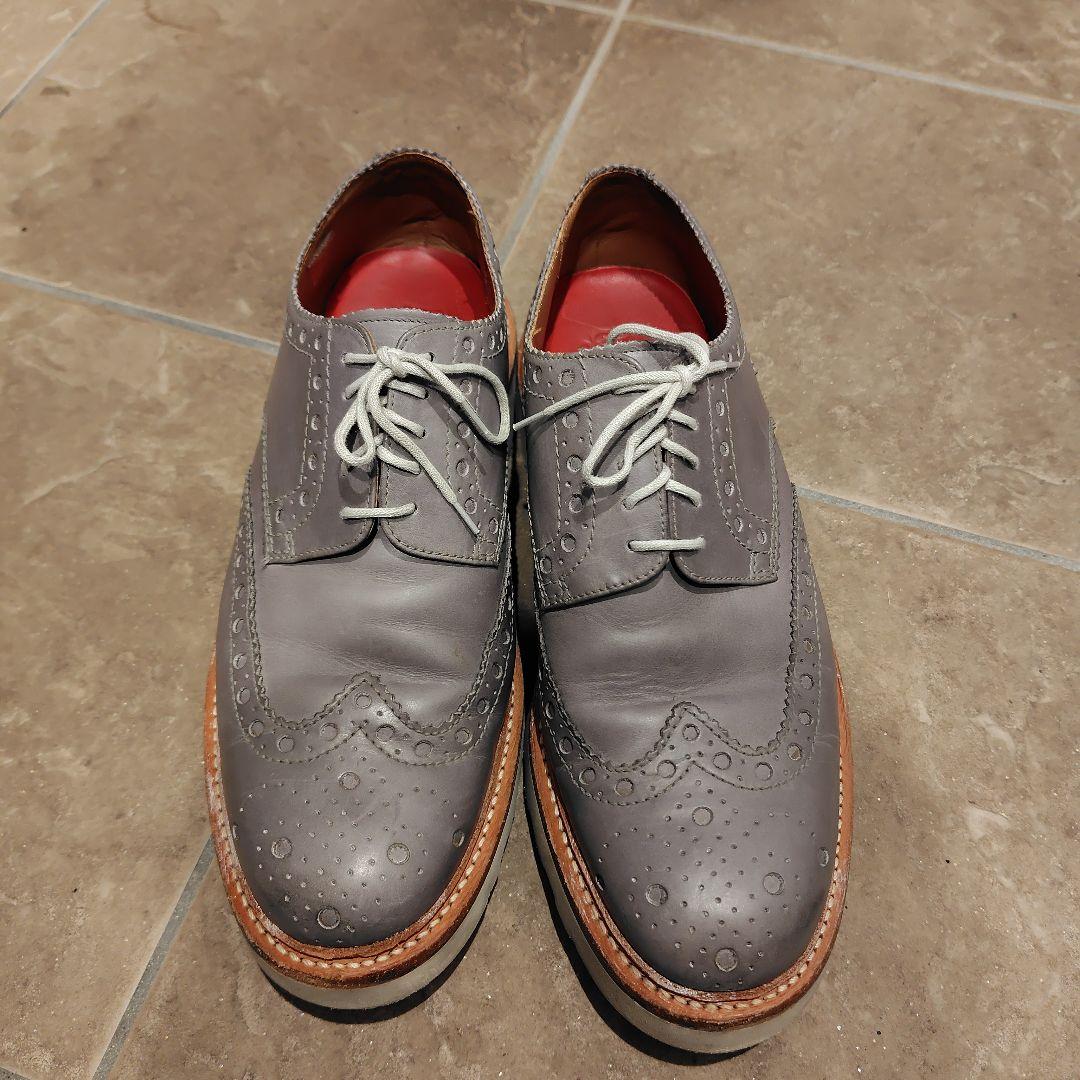 グレー レザー ドレスシューズ 厚底