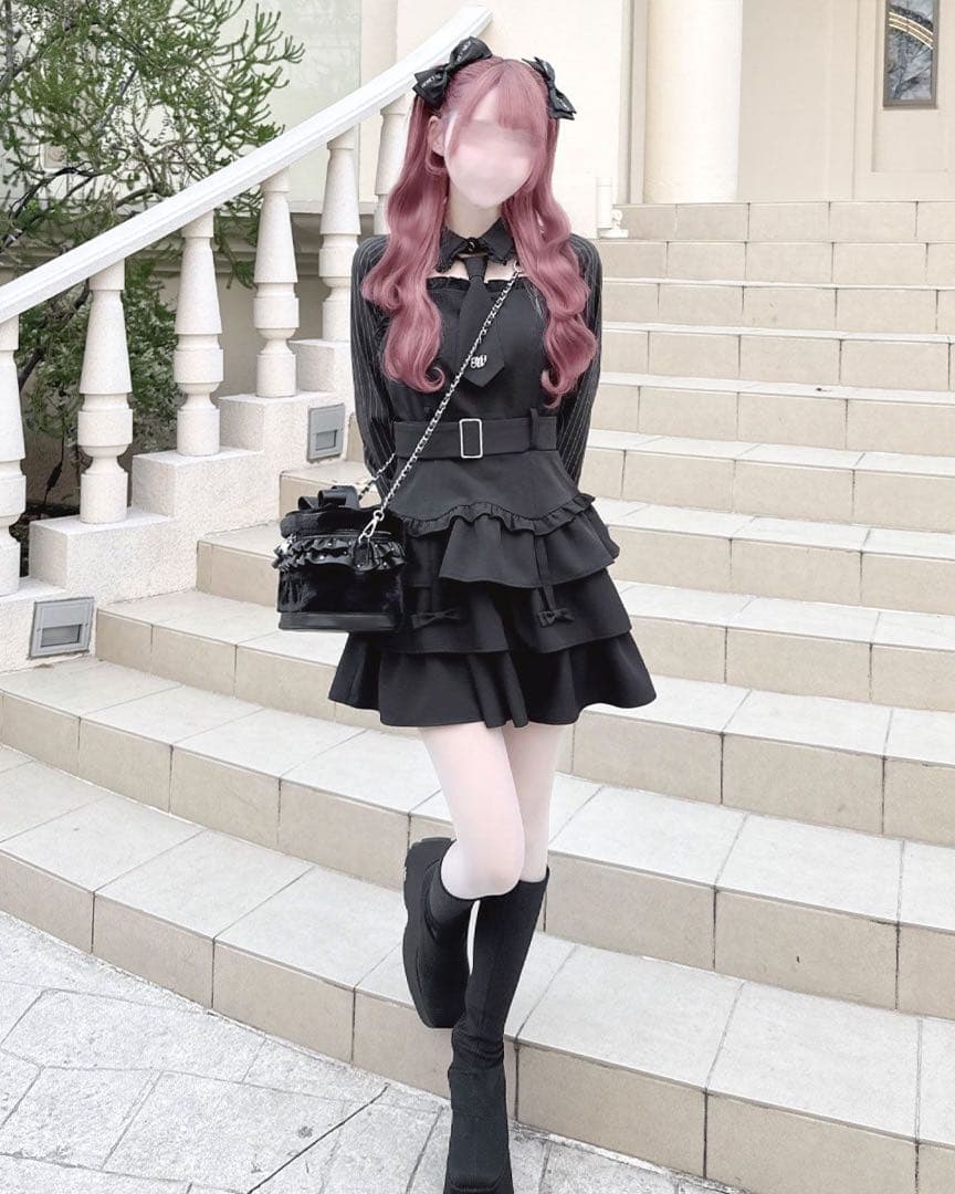 ハニーミュウ　ネクタイ付きアンサンブルフリルワンピ