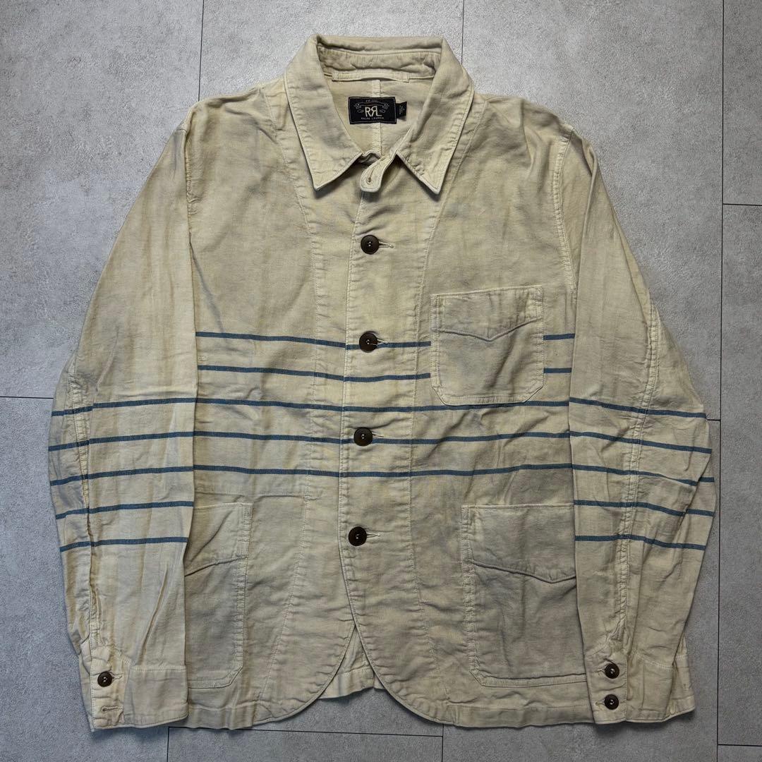 RRL ボロ加工 ボーダー ヘリンボーン カバーオール ジャケット