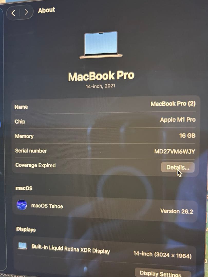美品 Apple MacBook Pro M1 16GB 512GB 14in