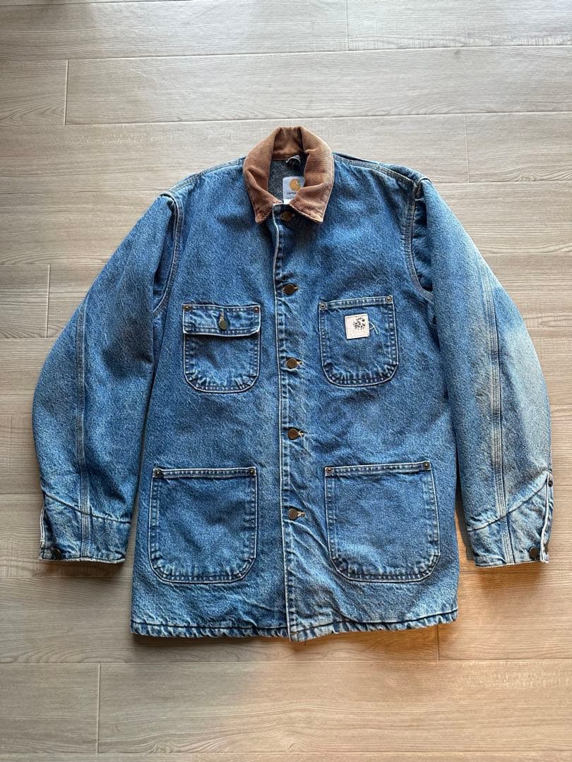 は*★様 USA製　カーハートデニムカバーオール コーデュロイ襟付き　C59 D