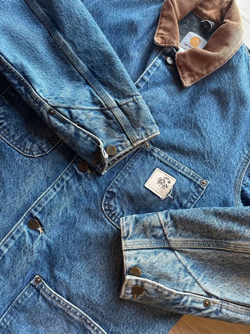 は*★様 USA製　カーハートデニムカバーオール コーデュロイ襟付き　C59 D