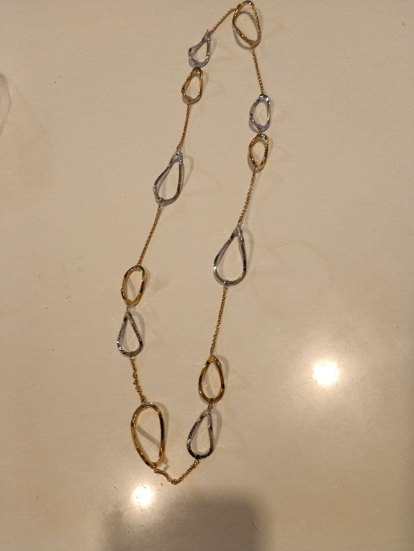 750ITALY ホワイトゴールドとイエローゴールドのチェーンデザインネックレス