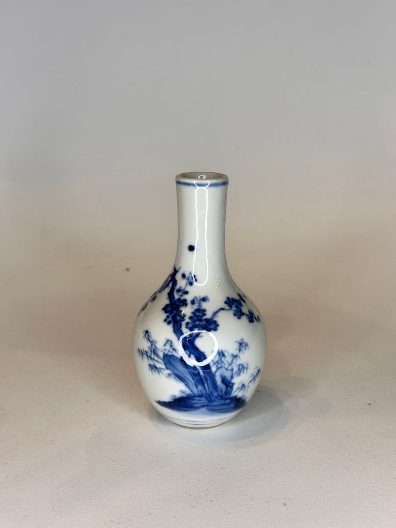 成化年製 底款 清時代 青花染付 小瓶 梅花文 中国古董品