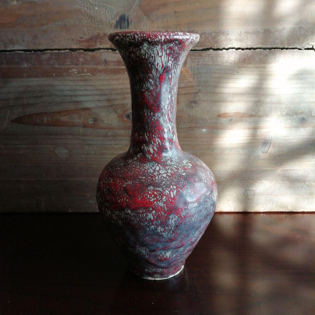 箕面焼　松田箕山　花瓶　24cm