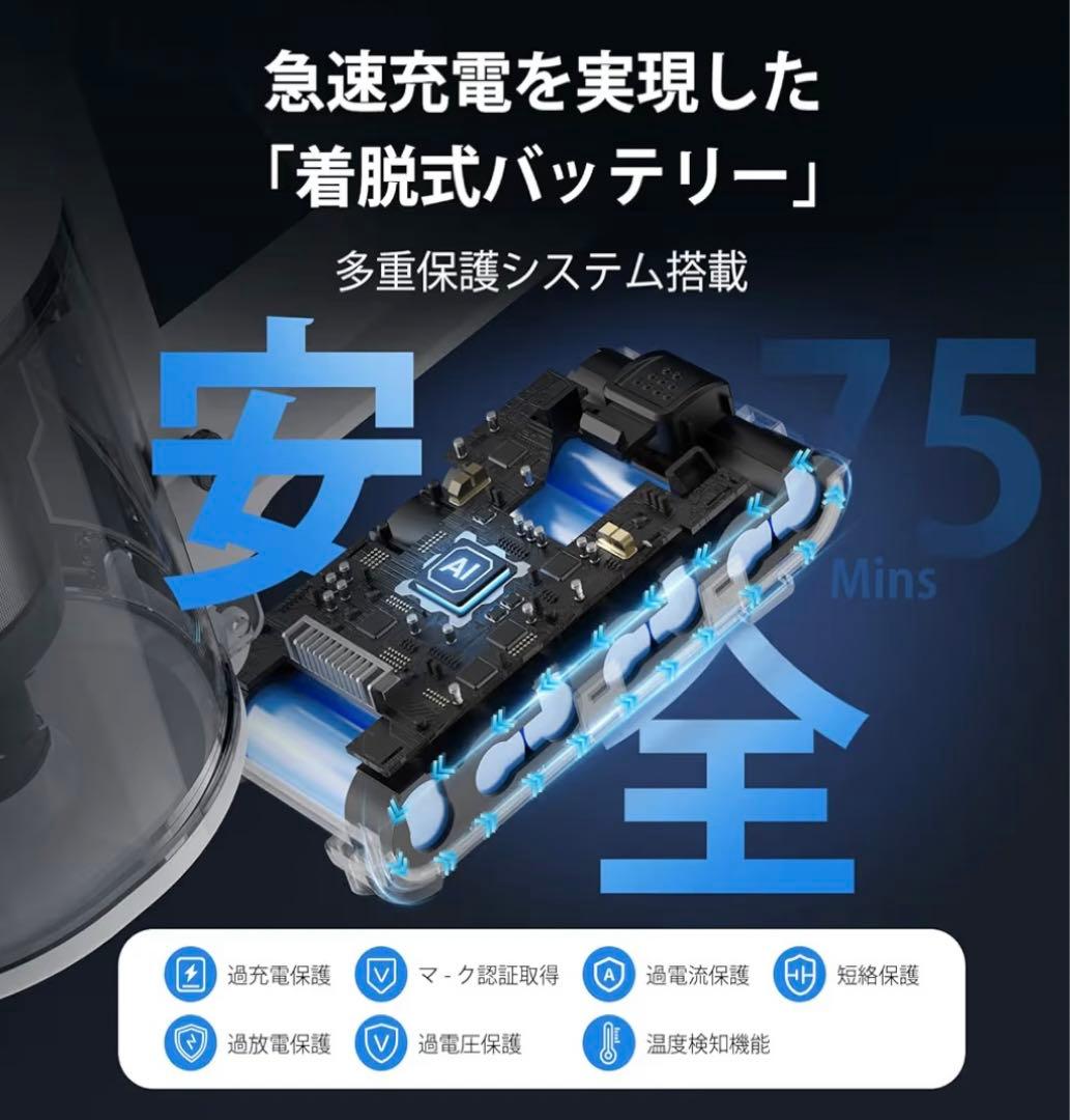 掃除機 コードレス 除菌機能 85Kpa 真超強力吸引 12層HEPA濾過