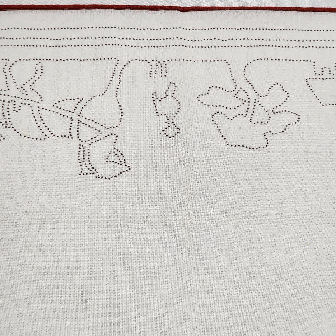 ☆HERMES☆ ハンカチ 馬車 木 家 点描 綿100％ ホワイト レッド