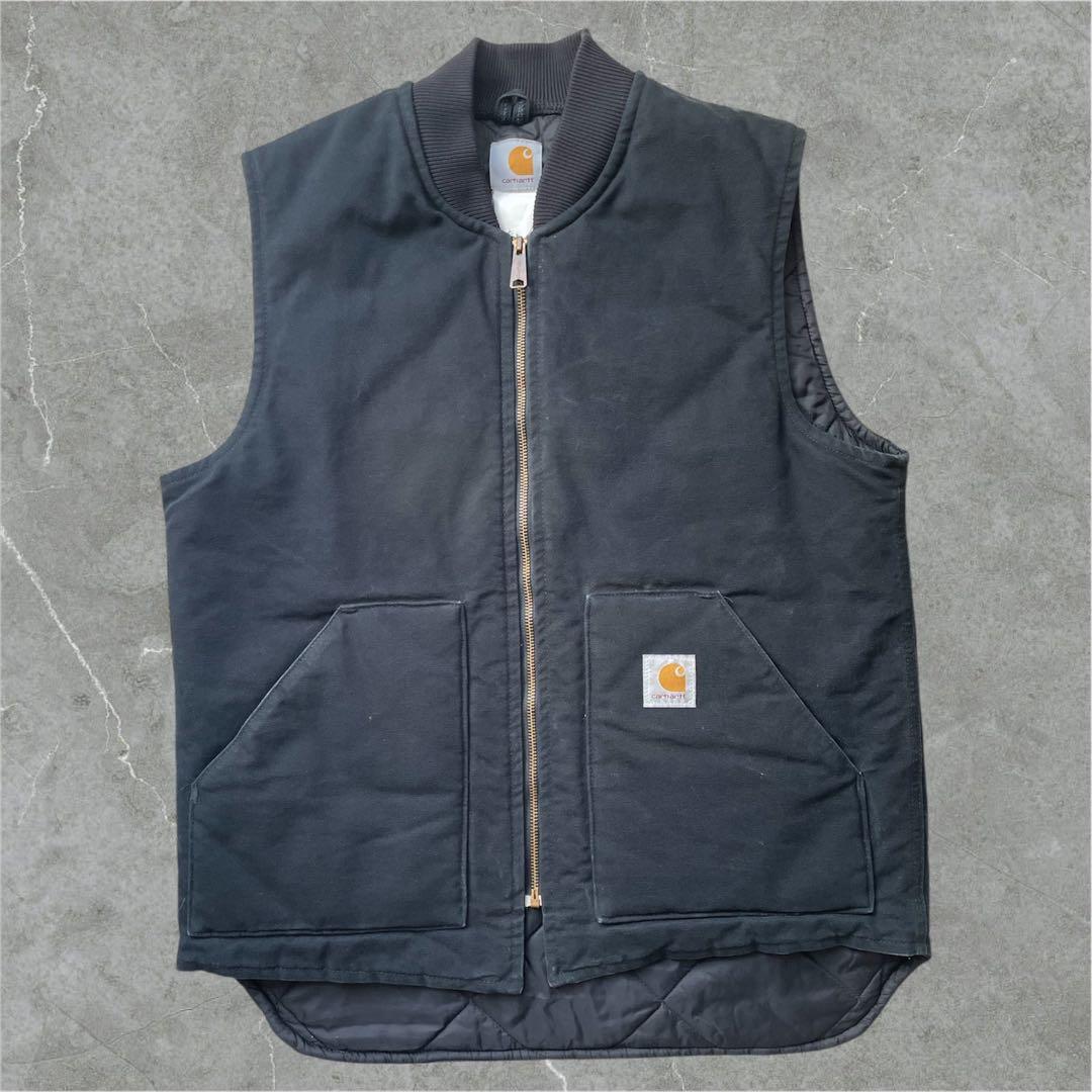 90s carhartt カーハート ダック ベスト USA製 ブラック 腰ゴム