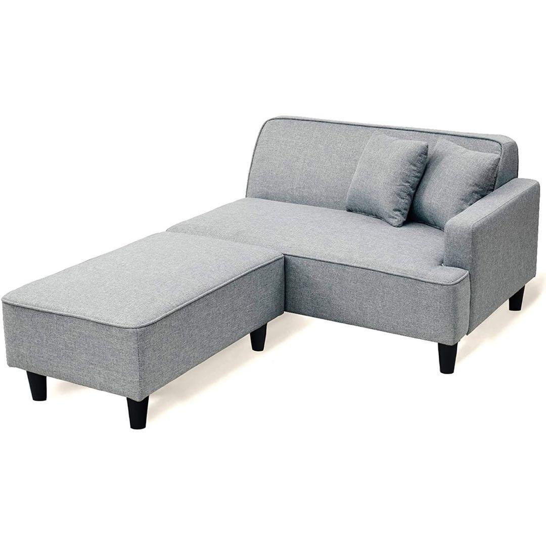 新品未使用箱不良　山善　カウチソファ 幅110オットマンFHS-160グレー