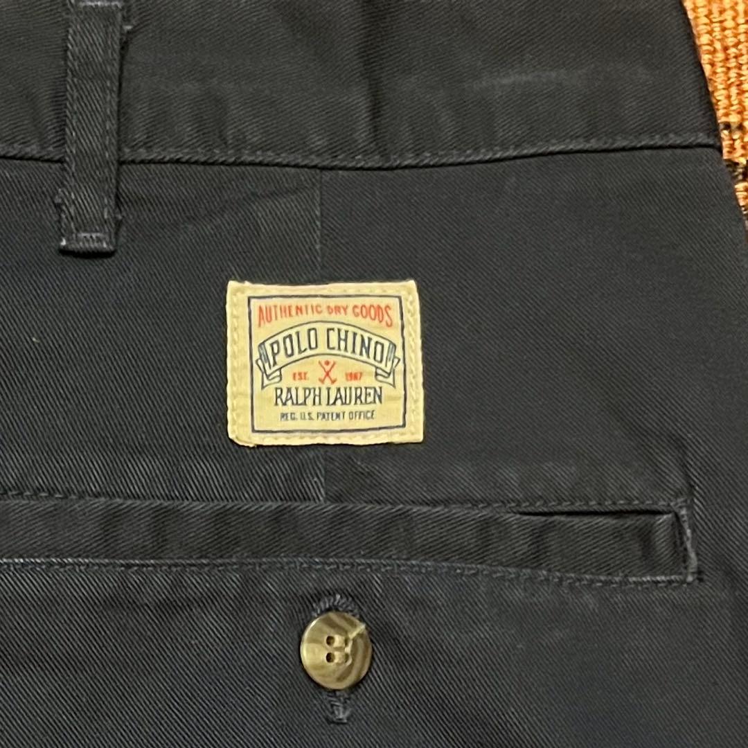 【USA製】90s ラルフローレン ポロチノ 初期タグ ネイビー W40L29