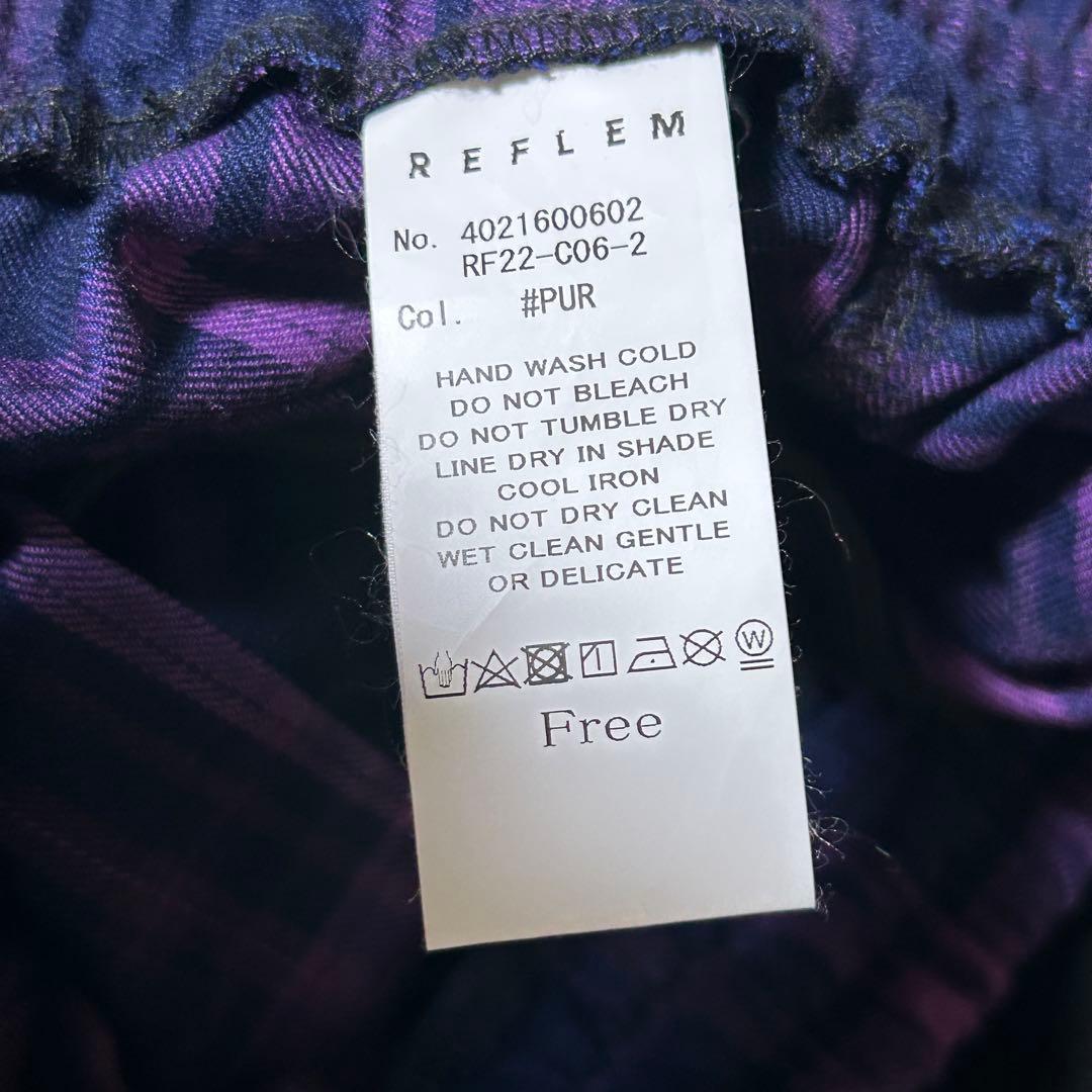 即完品✨REFLEM ハーネスロゴベルトカーゴパンツ パープルチェック FREE