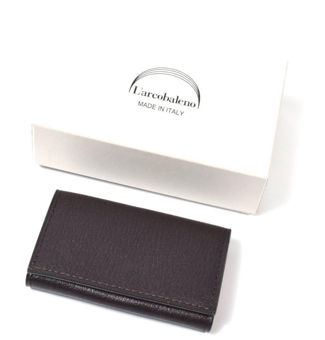 未使用 ラルコバレーノ 山羊革 レザーキーケース 5連ダークブラウン イタリア製