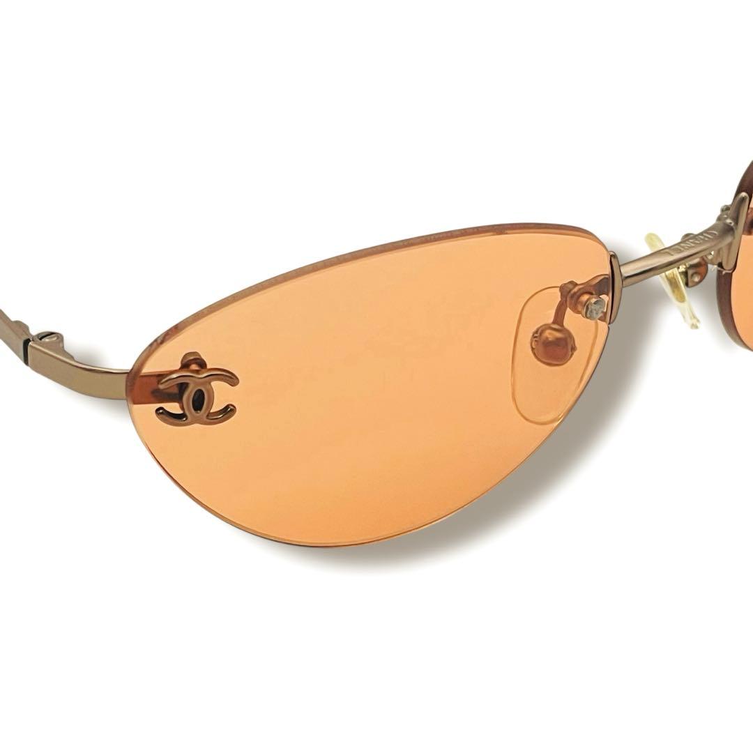 【希少】シャネルサングラス ココマーク リムレス オレンジ系 ヴィンテージY2K
