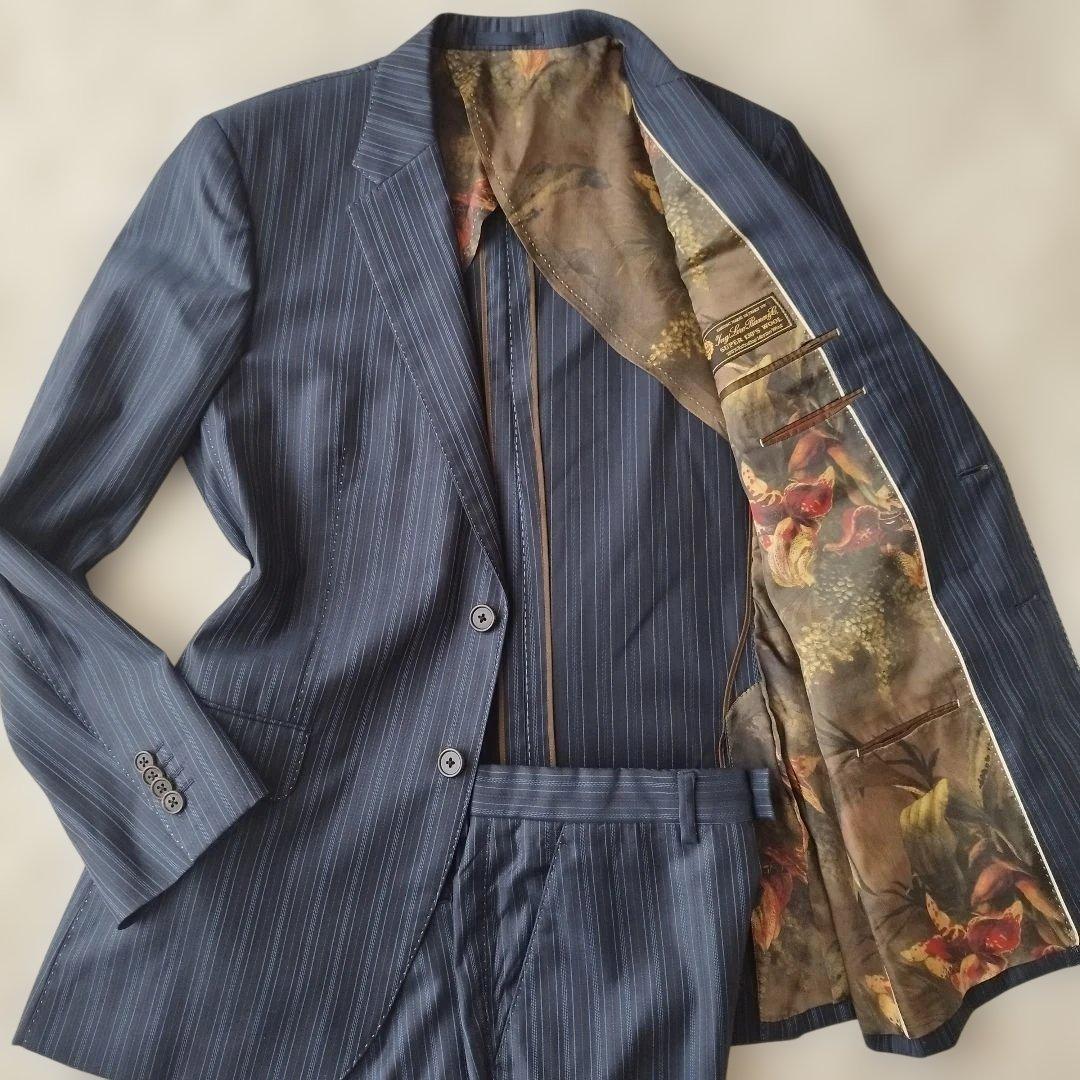 極美品✨ポールスミス×ロロピアーナ スーツ 花柄 SUPER130's 紺 XL