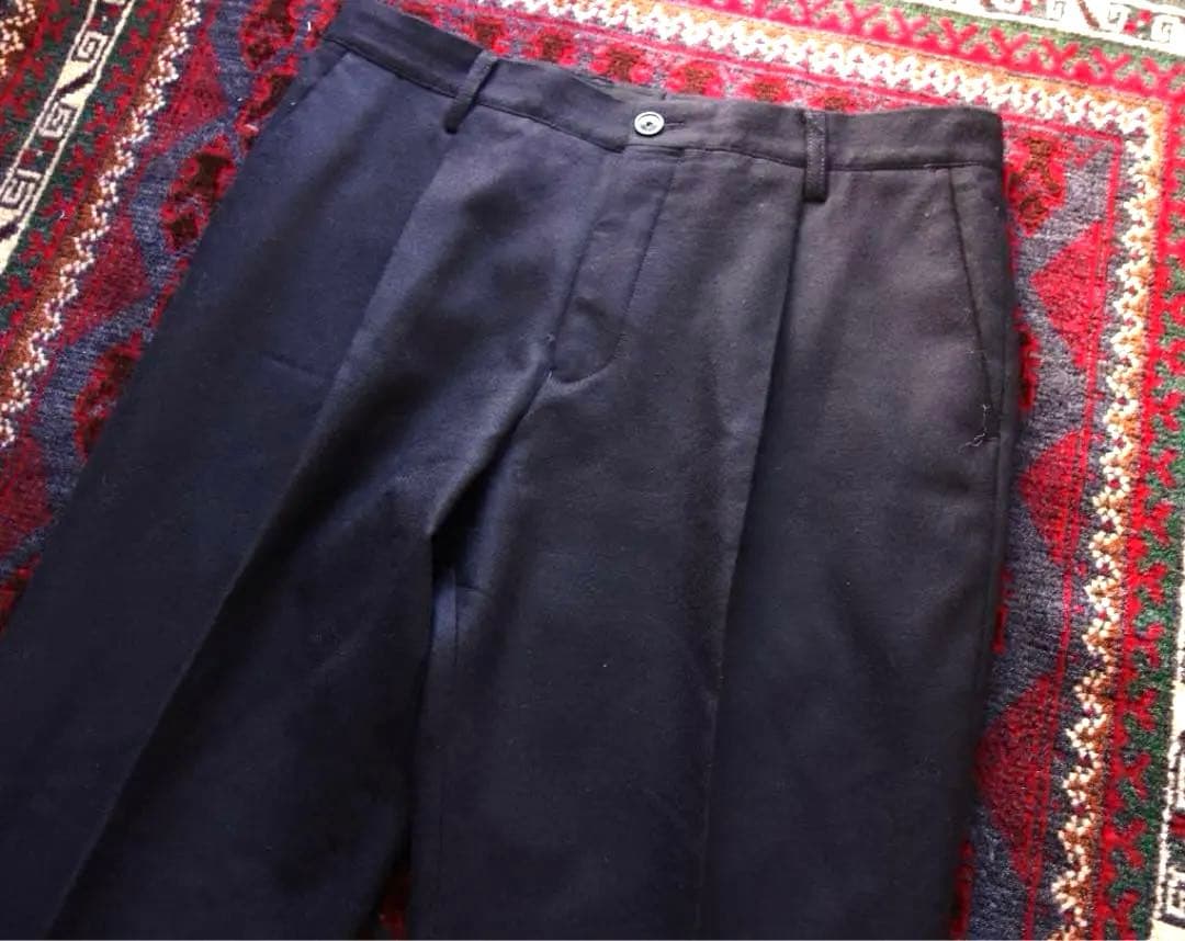 TOMORROWLAND ウールフランネル スラックス ネイビー50 L 日本製