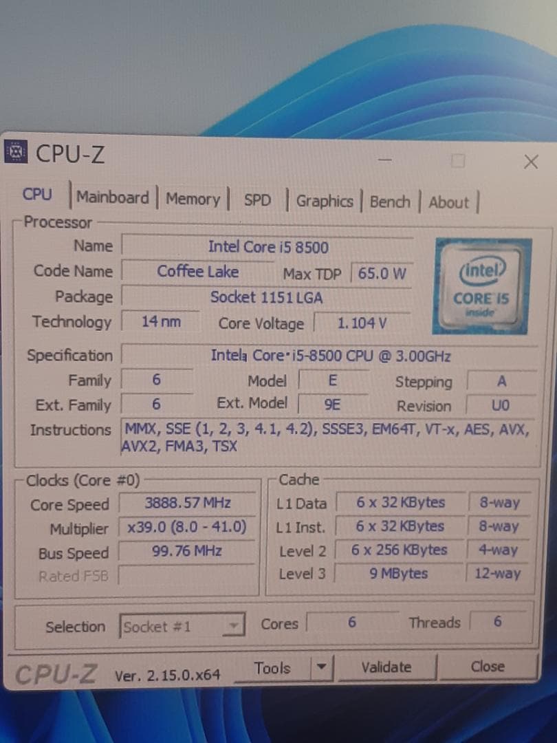 自作PC　i5 8500・8GB・SSD128GB・RX550・Win11