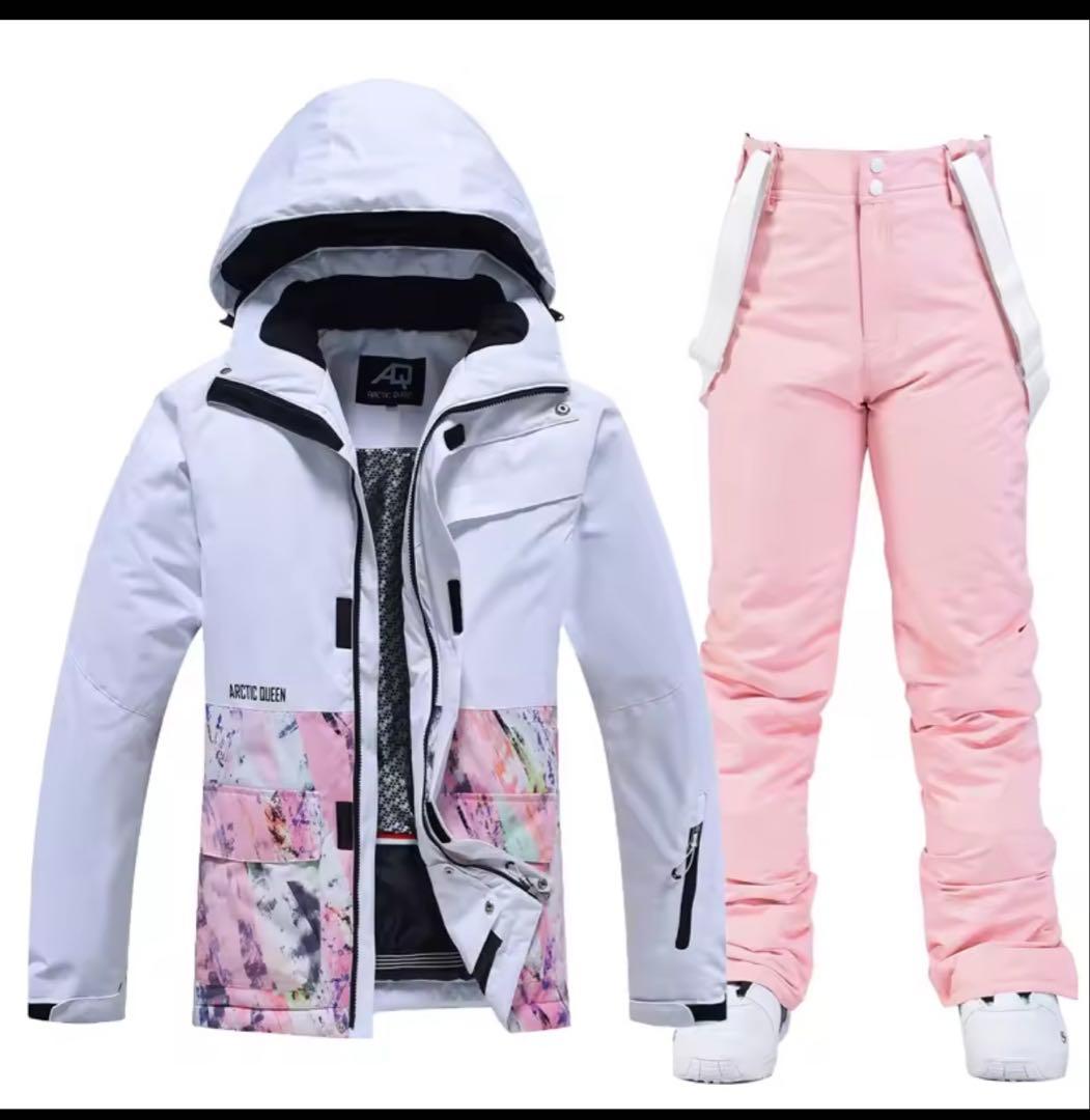 ARCTIC QUEENホワイト ピンク スノーボードウェア セット女性用
