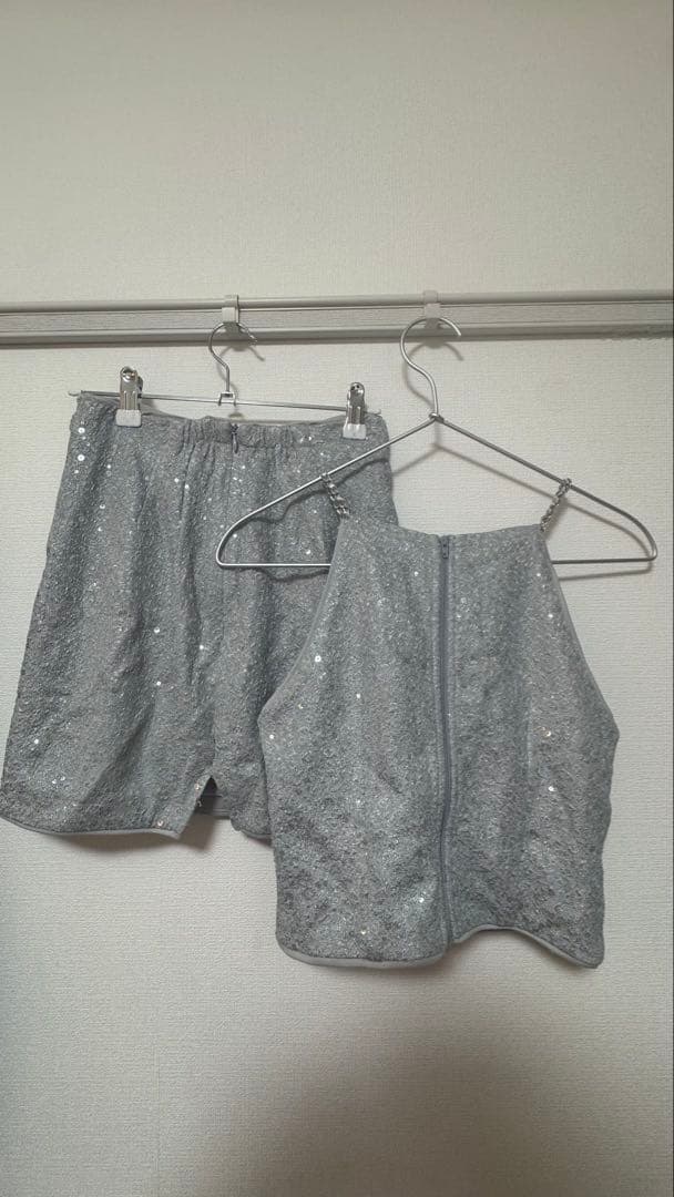 グレー スパンコール ドレスセット