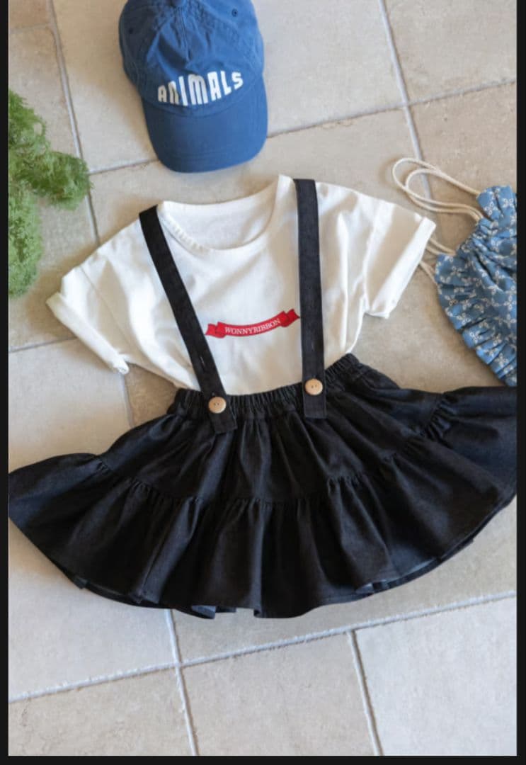 Wonny Ribbon　Black denim skirt 　Sサイズ