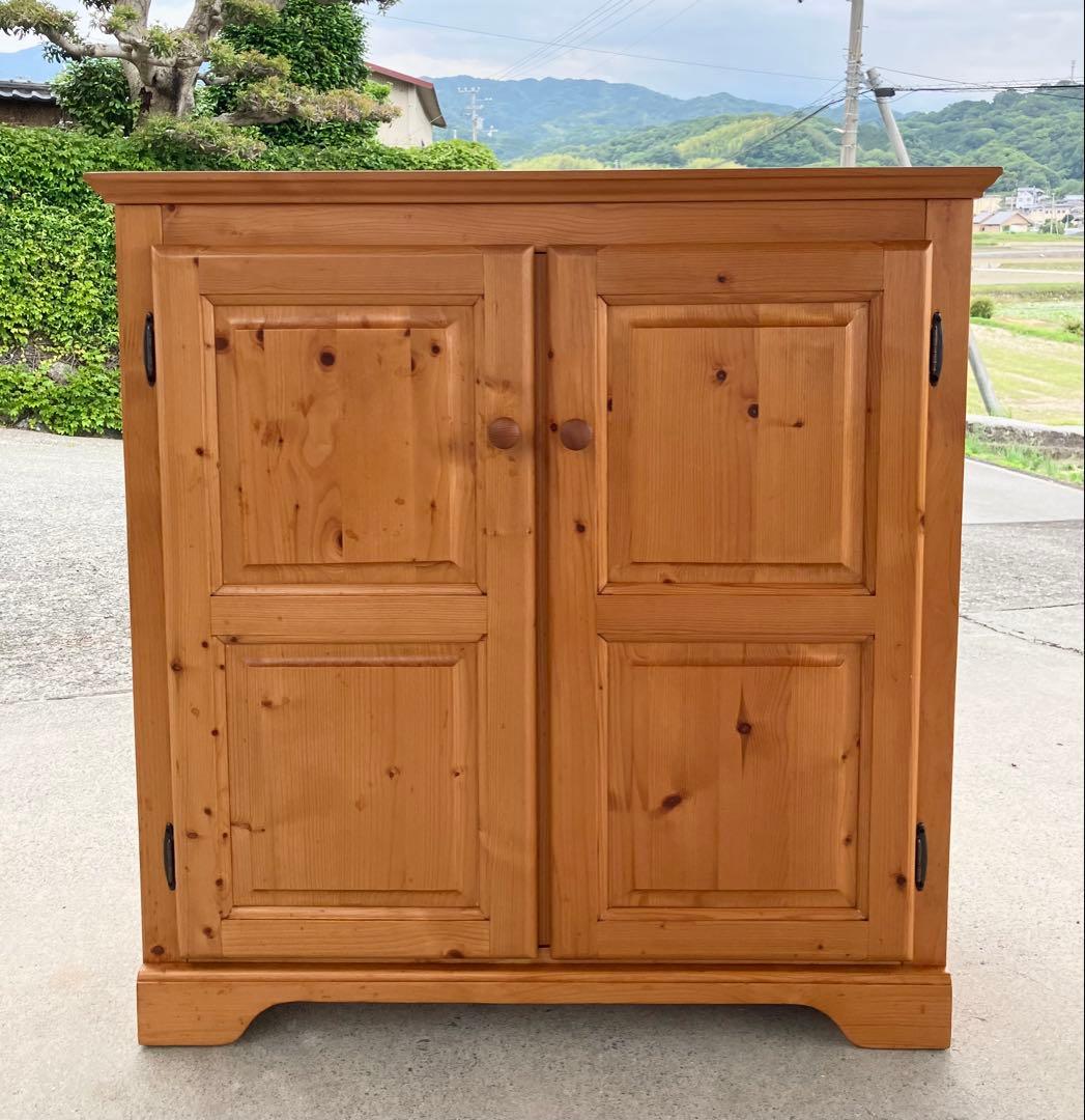 無垢材 カントリー調 キャビネット 収納棚 84cm幅