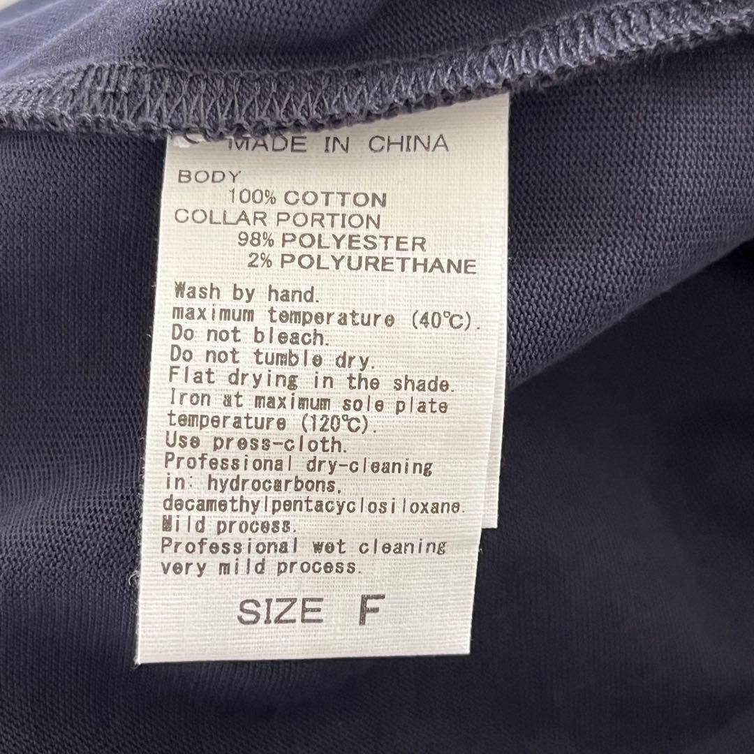 新品★アダムエロペ　コクーンスリーブポロシャツ　ネイビー×ホワイト　半袖　襟付き