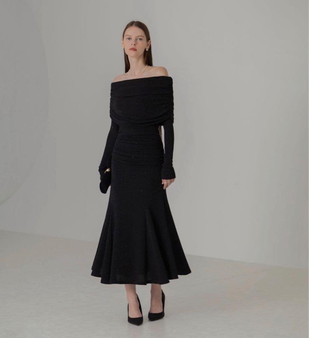 Leja キラキラ　結婚式ドレス パーティードレス　ドレス　スパンコール　黒