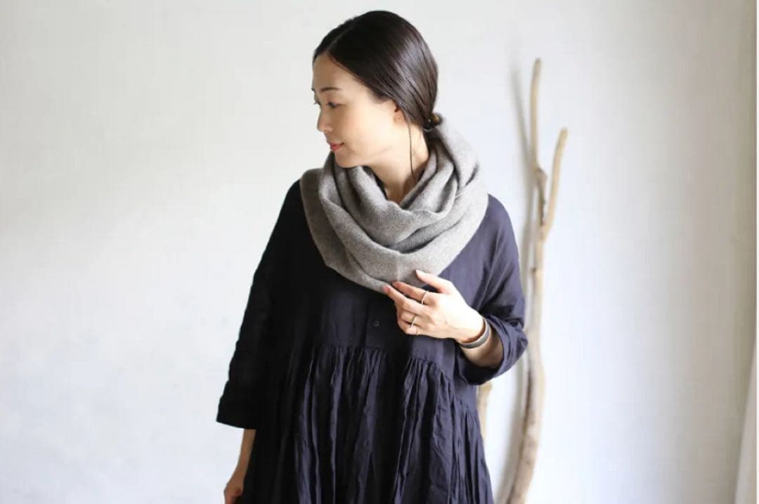 evam eva vie カシミヤ2wayストール　スヌード　モカ　美品