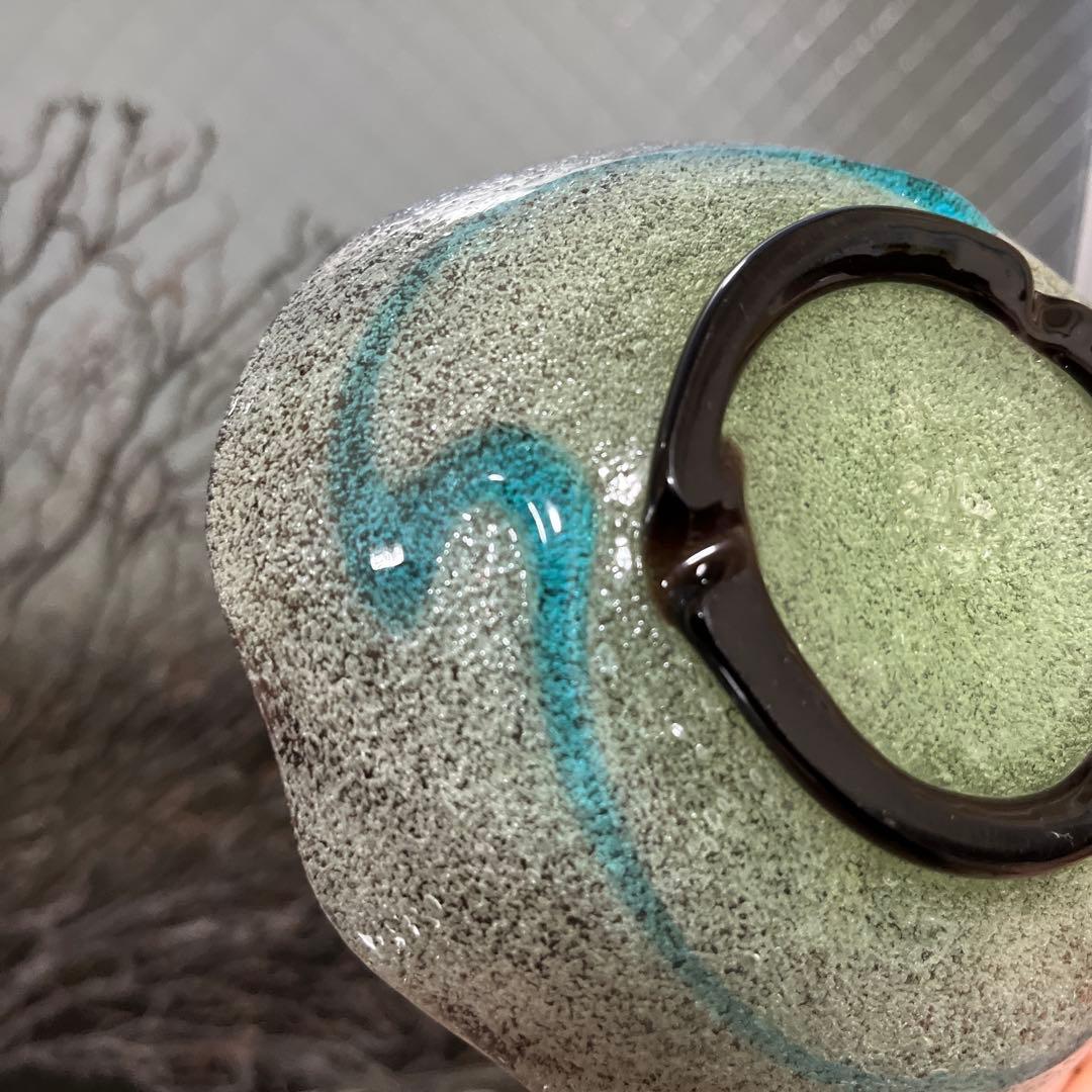 骨董　琉球ガラス　工芸ガラス　現代の名工　稲嶺盛吉　３色泡ガラス　小鉢